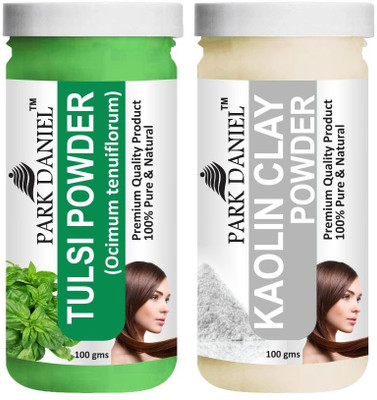 PARK DANIEL Pure & Natural Tulsi Powder & Kaolin Clay Powder Combo Pack of 2 Bottles of 100 gm (200 gm )(200 ml)
