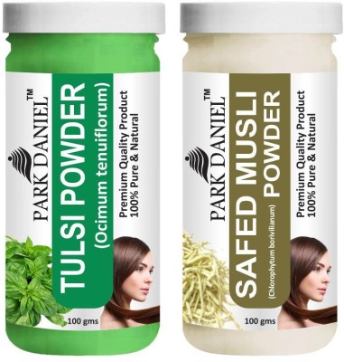 PARK DANIEL Pure & Natural Tulsi Powder & Safed Musli Powder Combo Pack of 2 Bottles of 100 gm (200 gm )(200 ml)