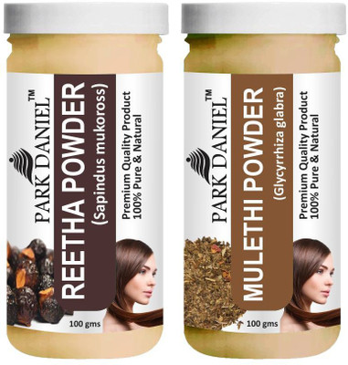 PARK DANIEL Pure & Natural Reetha Powder & Mulethi Powder Combo Pack of 2 Bottles of 100 gm (200 gm )(200 ml)