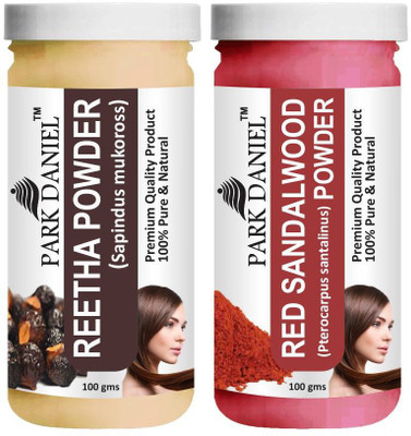PARK DANIEL Pure & Natural Reetha Powder & Red Sandalwood Powder Combo Pack of 2 Bottles of 100 gm (200 gm )(200 g)