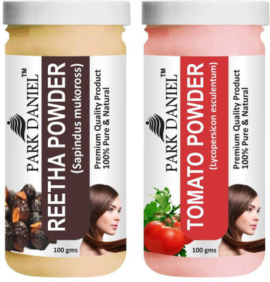 PARK DANIEL Pure & Natural Reetha Powder & Tomato Powder Combo Pack of 2 Bottles of 100 gm (200 gm )(200 ml)