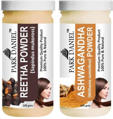 PARK DANIEL Pure & Natural Reetha Powder & Ashwagandha Powder Combo Pack of 2 Bottles of 100 gm (200 gm )(200 ml)