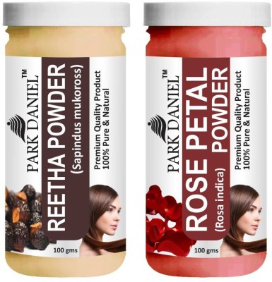 PARK DANIEL Pure & Natural Reetha Powder & Rose Petal Powder Combo Pack of 2 Bottles of 100 gm (200 gm )(200 ml)