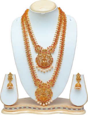 Ethnicking Alloy Gold-plated Maroon, Gold Jewellery Set(Pack of 1)