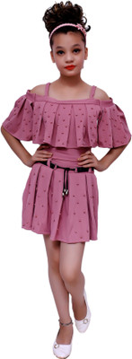 FNOCKS Girls Casual Dress Dress(Peach)
