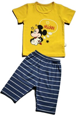 DIVI FASHION Baby Boys Mickey Casual T-shirt Shorts(YELLOW_BLUE_4)