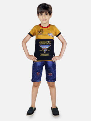 HRR Baby Boys Party(Festive) T-shirt Pant(Mustard)