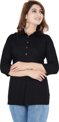 Brijam Women Solid Straight Kurta(Black)