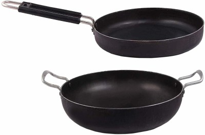 KITCHEN SHOPEE Kadai for Kitchen Deep Frying Pan for Cooking 11 in iron fry pan 8 in 6 l Kadhai 27.94 cm, 20.32 cm diameter 6 L capacity(Iron, Non-stick)