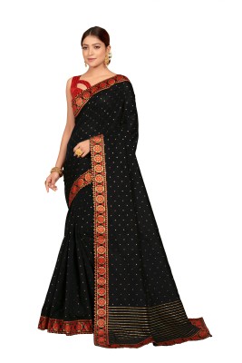 Duggad Creation Self Design Bollywood Jacquard Saree(Black)