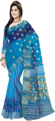 Pradip Fabrics Printed Tant Silk Blend Saree(Blue)