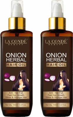 La'Conde Herbal Onion Oil Nourishing Scalp Dandruff HairFall Control Pack of 2 of 100ML Hair Oil(200 ml)