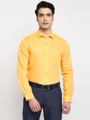 TURTLE Men Solid Formal Yellow Shirt