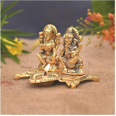 Ishu handi artistic Laxmi ji Ganesh ji for Diwali Pooja II Best item for office II Best for Home decor Decorative Showpiece  -  10 cm(Polyresin, Gold)