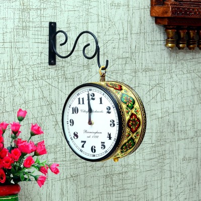 Medieval Arts Iron Handpainted Decorative Railway Wall Clock For Living Room & Hall Decorative Showpiece  -  20.32 cm(Iron, Yellow)