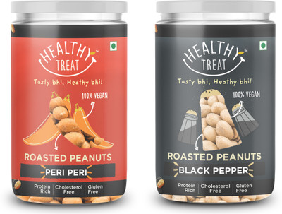 Healthy Treat Roasted Peanut Peri Peri and Black Pepper Combo 400 gm (Pack of 2 - 200 gm Each) | Preservative Free | Protein Rich(2 x 200 g)