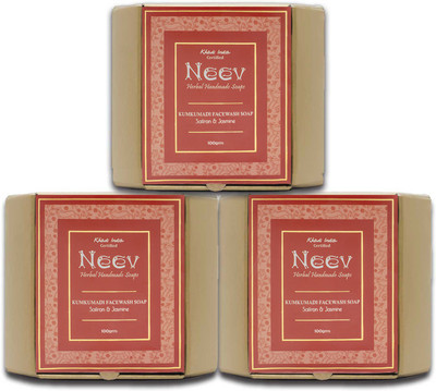 Neev Kumkumadi Ayurvedic Handmade face wash soap bar 100 g - Set Of 3(3 x 100 g)
