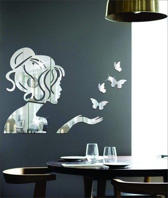 KITTY DIVINE 50 cm Angel Fairy 4 Butterfly Silver-KD-CP-438 Self Adhesive Sticker(Pack of 30)