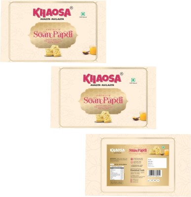 KHAOSA Soan Papdi Desi Ghee 400g | Indian Dessert Soft Flaky Sweets | Indian Mithai Desserts Sweets | Soan Papdi Sweets | Rajasthani Sweets & Mitthai | Celebration Sweets Gifts | Pack Of 3 Box(3 x 0.4 kg)