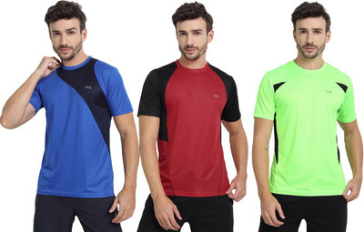 FTX Colorblock Men Round Neck Multicolor T-Shirt