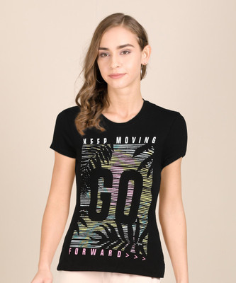 Lyra Printed Women Round Neck Multicolor T-Shirt