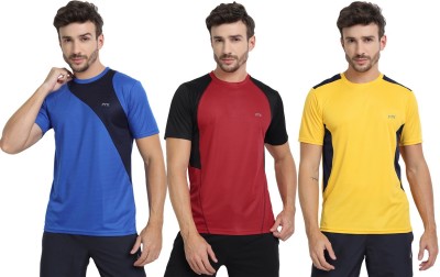 FTX Solid Men Round Neck Red, Gold, Blue T-Shirt