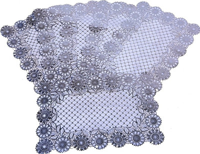 DELHI PVC CORP Rectangular Pack of 6 Table Placemat(Silver, White, PVC)