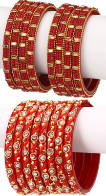 Somil Glass Beads, Crystal Bangle Set(Pack of 16)