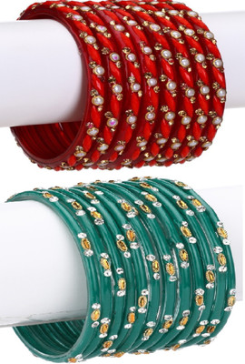AFAST Glass Enamel Bangle Set(Pack of 20)