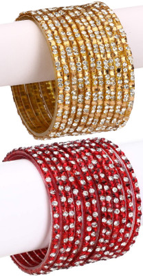 AFAST Glass Enamel Bangle Set(Pack of 10)