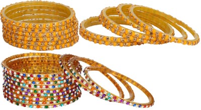 AFAST Glass Crystal Enamel Bangle Set(Pack of 10)