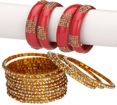 AFAST Glass Enamel Bangle Set(Pack of 10)