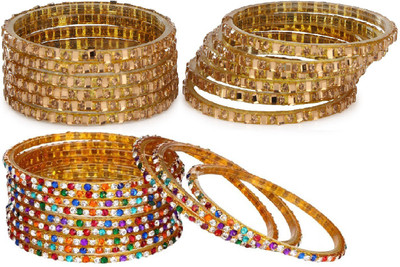 1st Time Glass Beads, Crystal Enamel Bangle Set(Pack of 10)