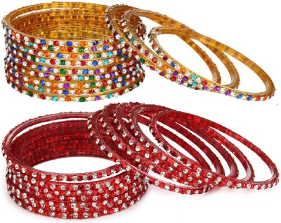 Somil Glass Beads, Crystal Bangle Set(Pack of 24)