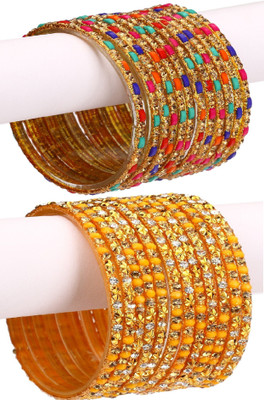 AFAST Glass Enamel Bangle Set(Pack of 10)