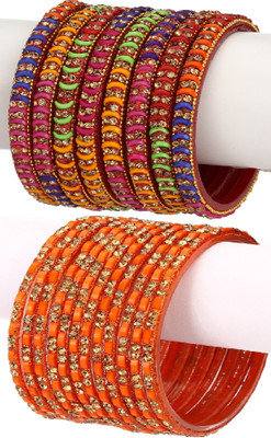 AFAST Glass Enamel Bangle Set(Pack of 10)