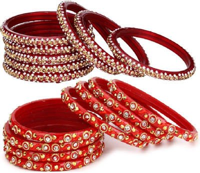AFAST Glass Enamel Bangle Set(Pack of 16)
