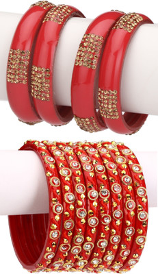 AFAST Glass Enamel Bangle Set(Pack of 10)