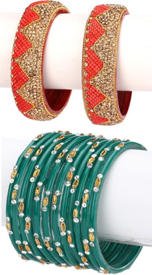 AFAST Glass Enamel Bangle Set(Pack of 10)