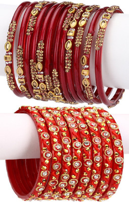 1st Time Glass Crystal Gold-plated Bangle Set(Pack of 10)
