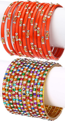 AFAST Glass Enamel Bangle Set(Pack of 10)