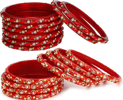 Somil Glass Beads, Crystal Bangle Set(Pack of 16)