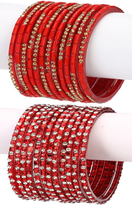Somil Glass Beads, Crystal Bangle Set(Pack of 10)