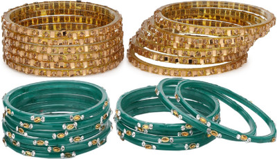 1st Time Glass Beads, Crystal Enamel Bangle Set(Pack of 10)