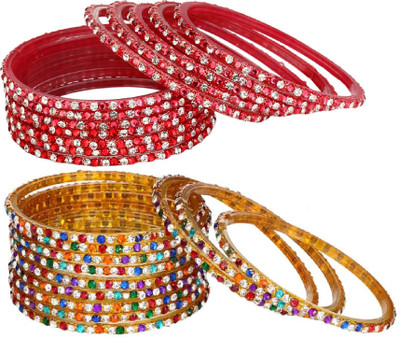 Somil Glass Beads, Crystal Bangle Set(Pack of 24)