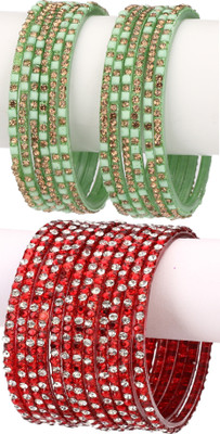 AFAST Glass Enamel Bangle Set(Pack of 10)