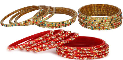 1st Time Glass Beads, Crystal Enamel Bangle Set(Pack of 10)