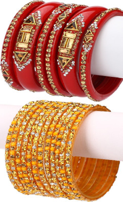 1st Time Glass Enamel Bangle Set(Pack of 18)