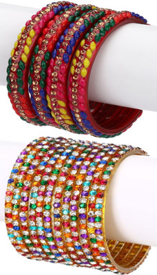 AFAST Glass Enamel Bangle Set(Pack of 10)