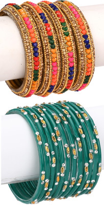 AFAST Glass Enamel Bangle Set(Pack of 16)